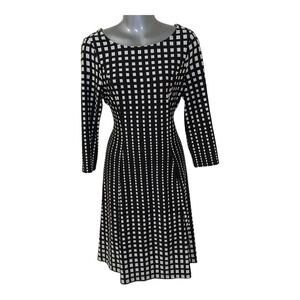 Joseph Ribkoff‎ Black White Windowpane Check Dress Size 8 Zip Back Career Work